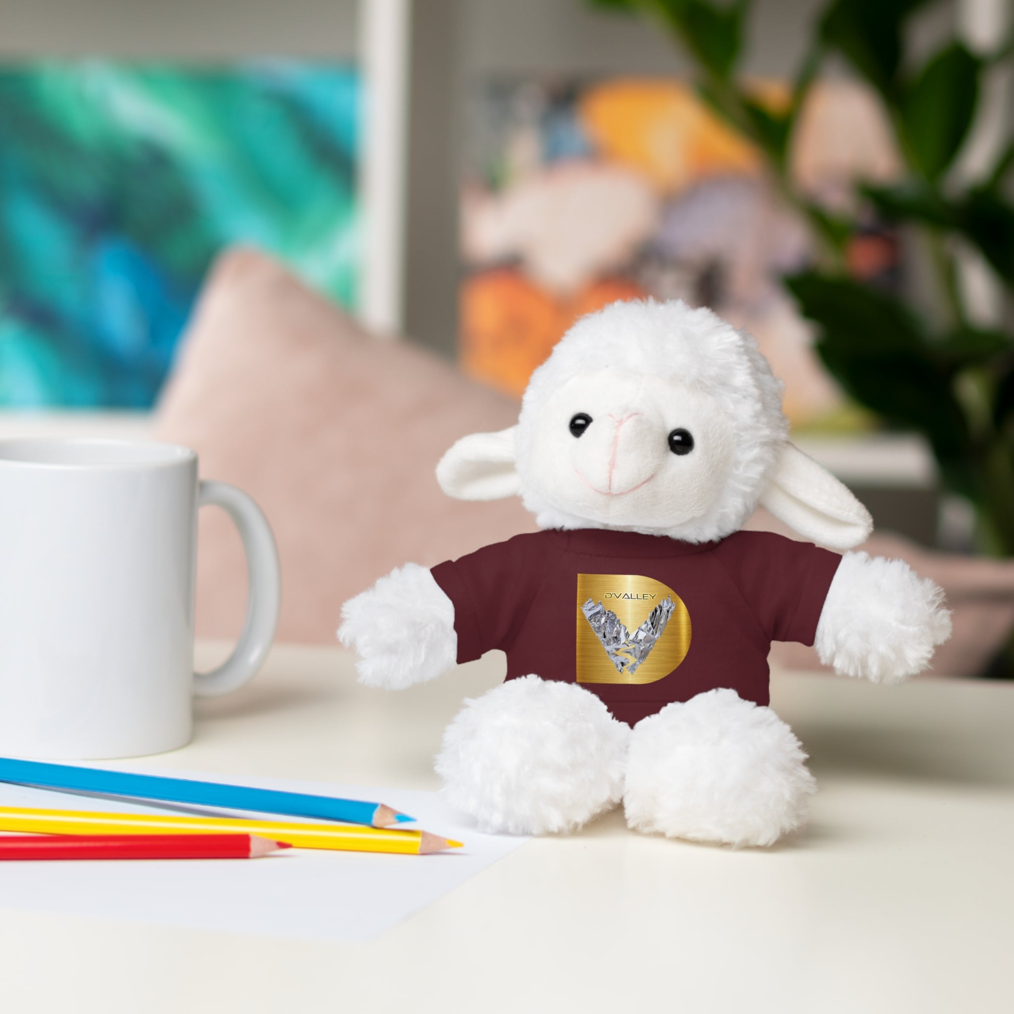 Teddy Bear with 'D'Valley' Gold Heart Tee — Cute Plush Gift for Kids & Loved Ones