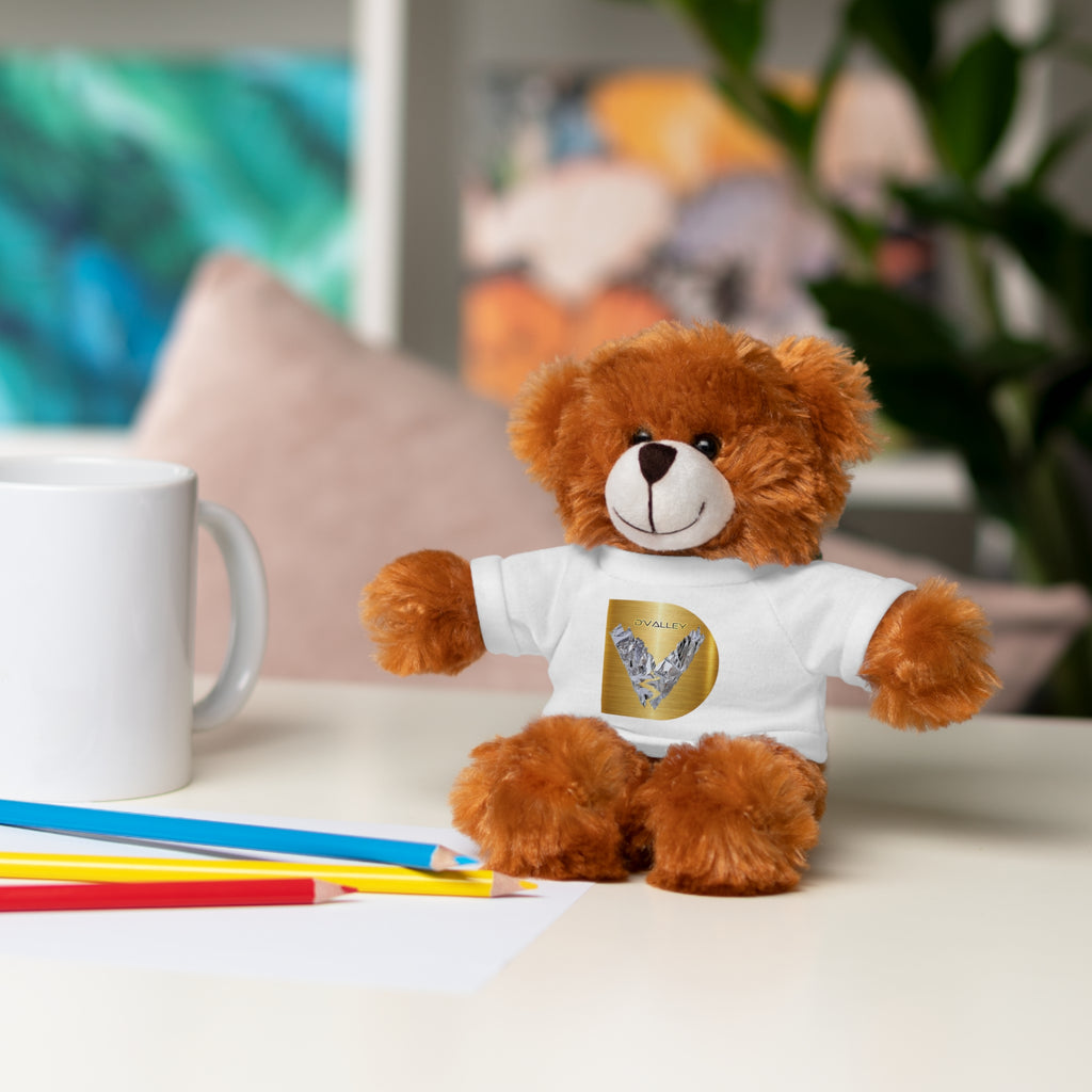 Teddy Bear with 'D'Valley' Gold Heart Tee — Cute Plush Gift for Kids & Loved Ones