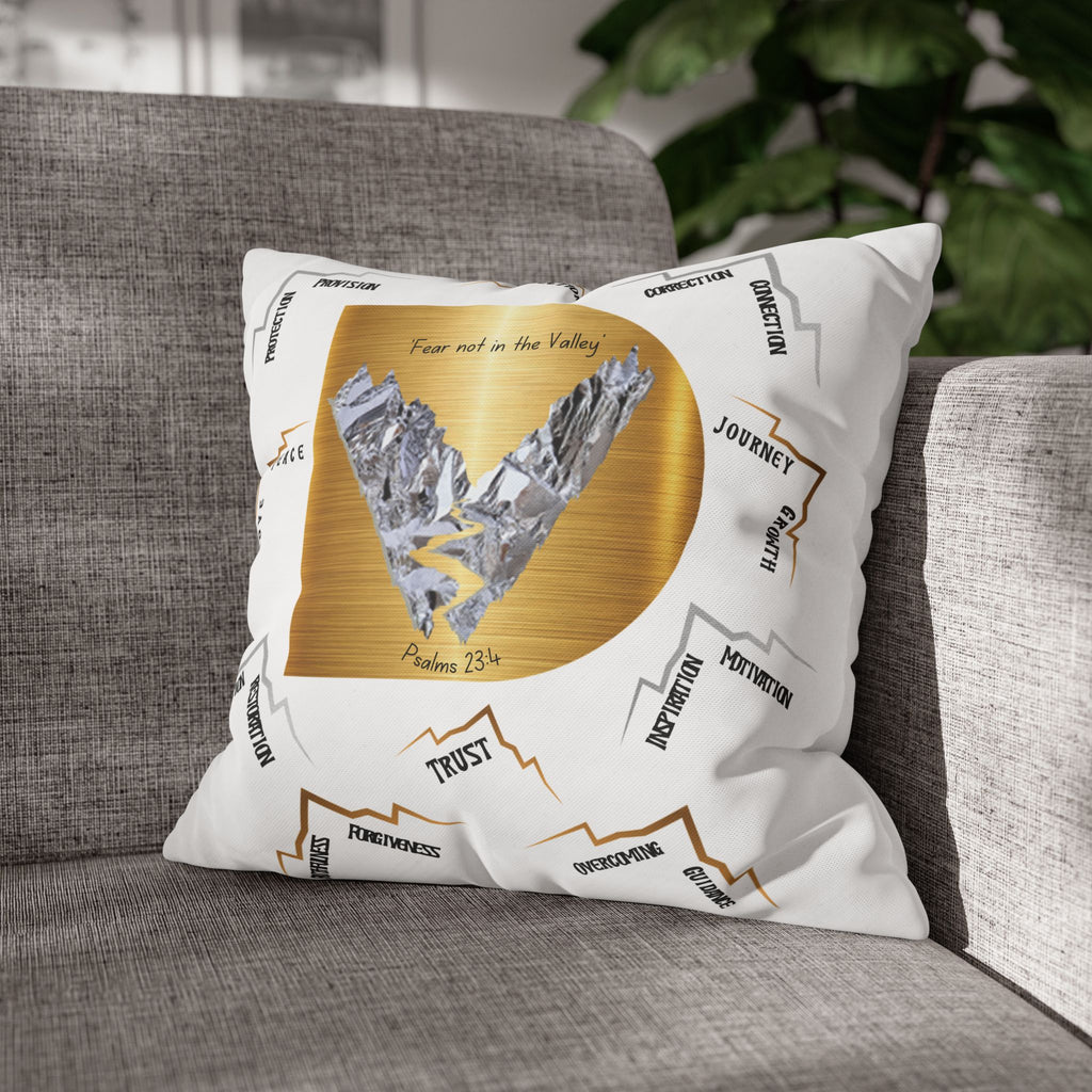 Psalm 23:4 Inspirational Throw Pillow — “Fear Not in the Valley” Decorative Square Pillowcase