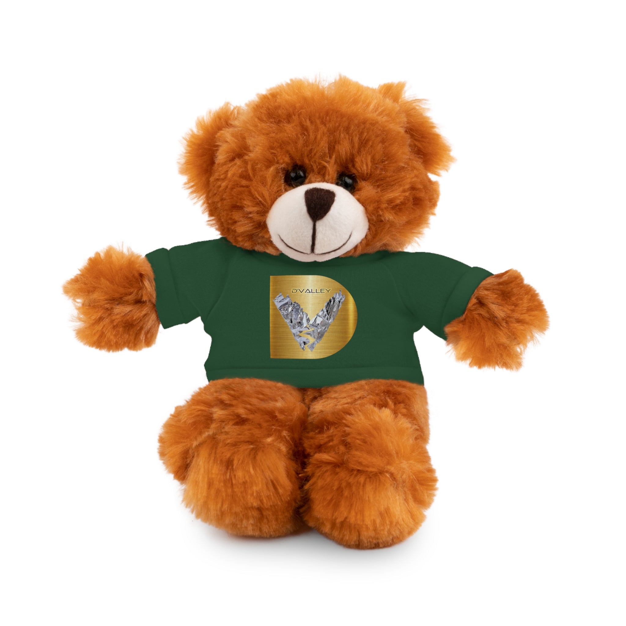 Teddy Bear with 'D'Valley' Gold Heart Tee — Cute Plush Gift for Kids & Loved Ones