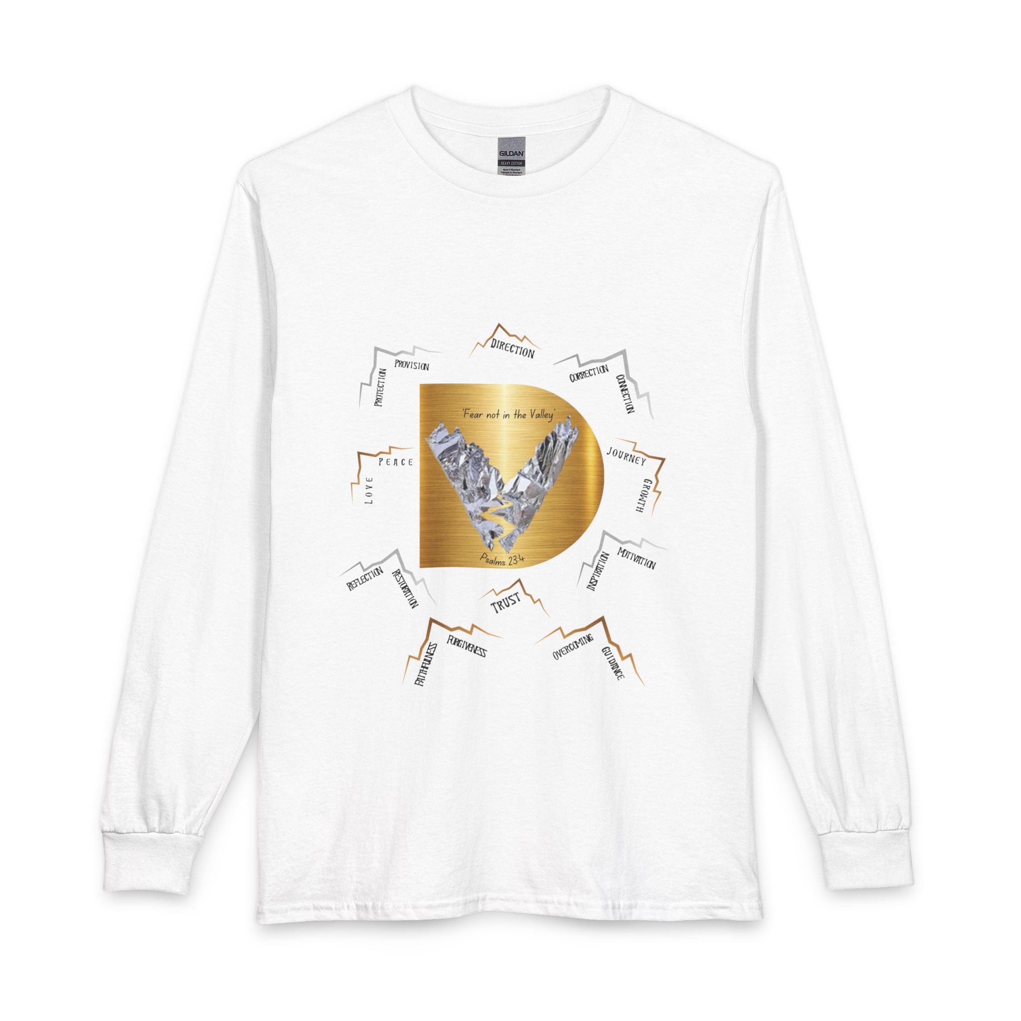 Long Sleeve — "Psalm 23:4 Fear Not in the Valley” Graphic Tee (Song Lyrics Back)
