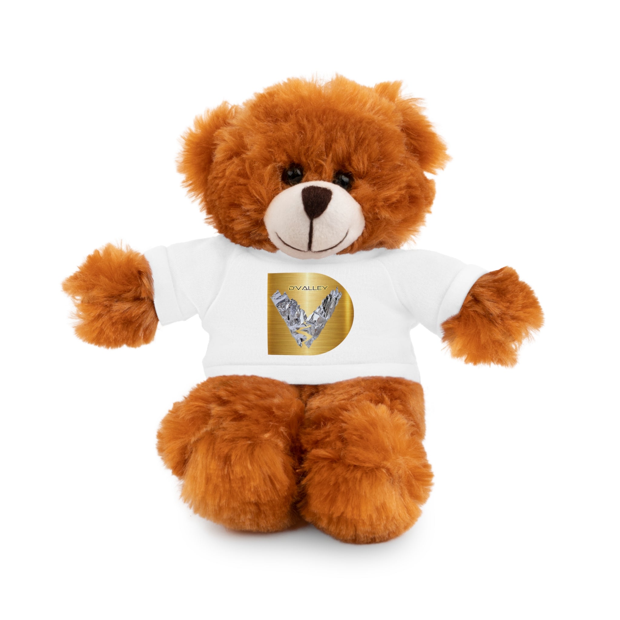 Teddy Bear with 'D'Valley' Gold Heart Tee — Cute Plush Gift for Kids & Loved Ones
