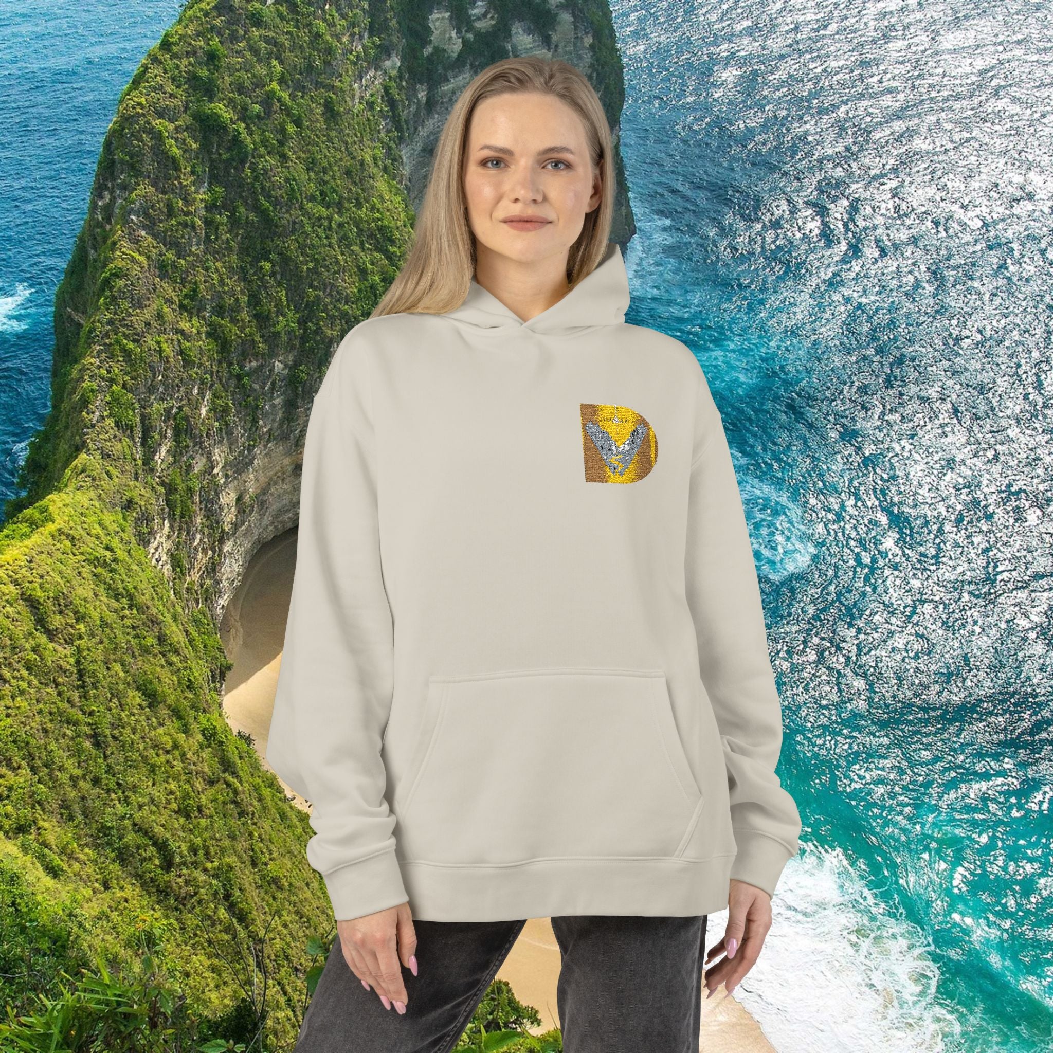 Gold Sequin D Initial Hoodie — Personalized Letter Pullover