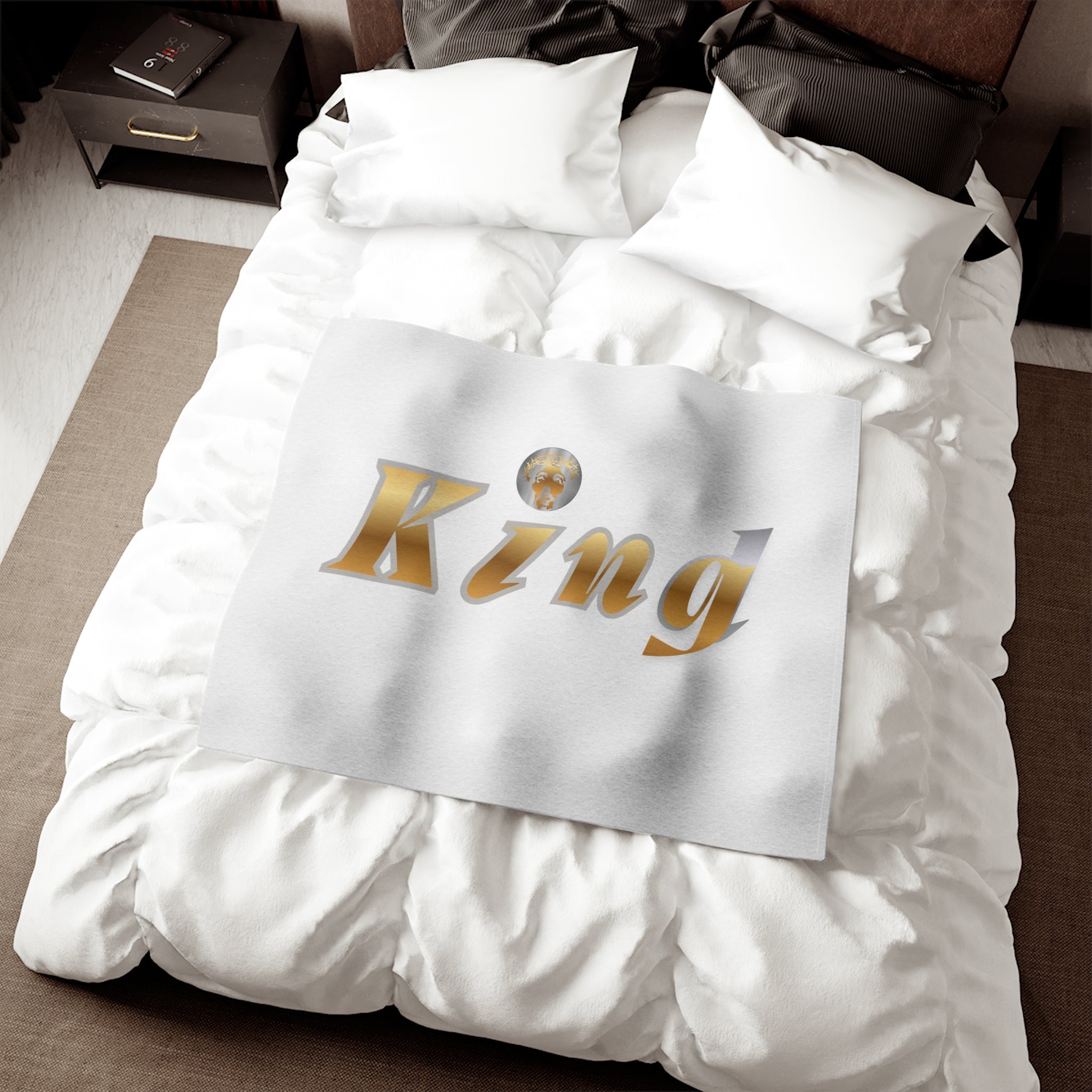 KindKing Gold Script Blanket — Luxury Cozy Throw