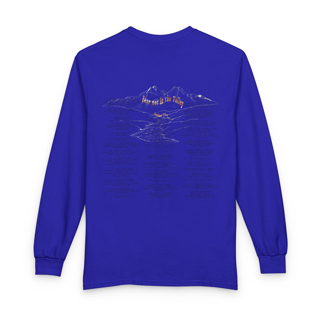Long Sleeve — "Psalm 23:4 Fear Not in the Valley” Graphic Tee (Song Lyrics Back)