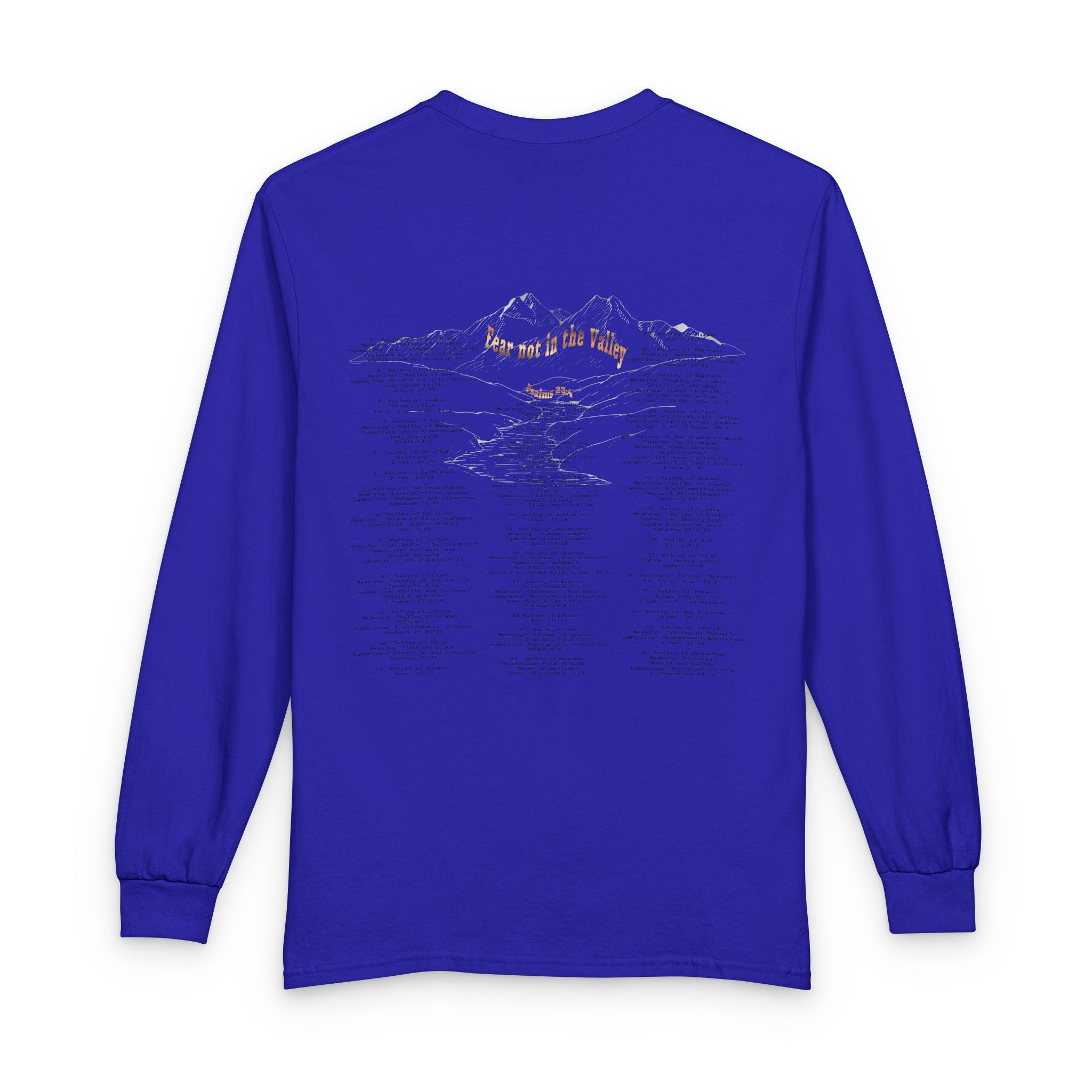 Long Sleeve — "Psalm 23:4 Fear Not in the Valley” Graphic Tee (Song Lyrics Back)