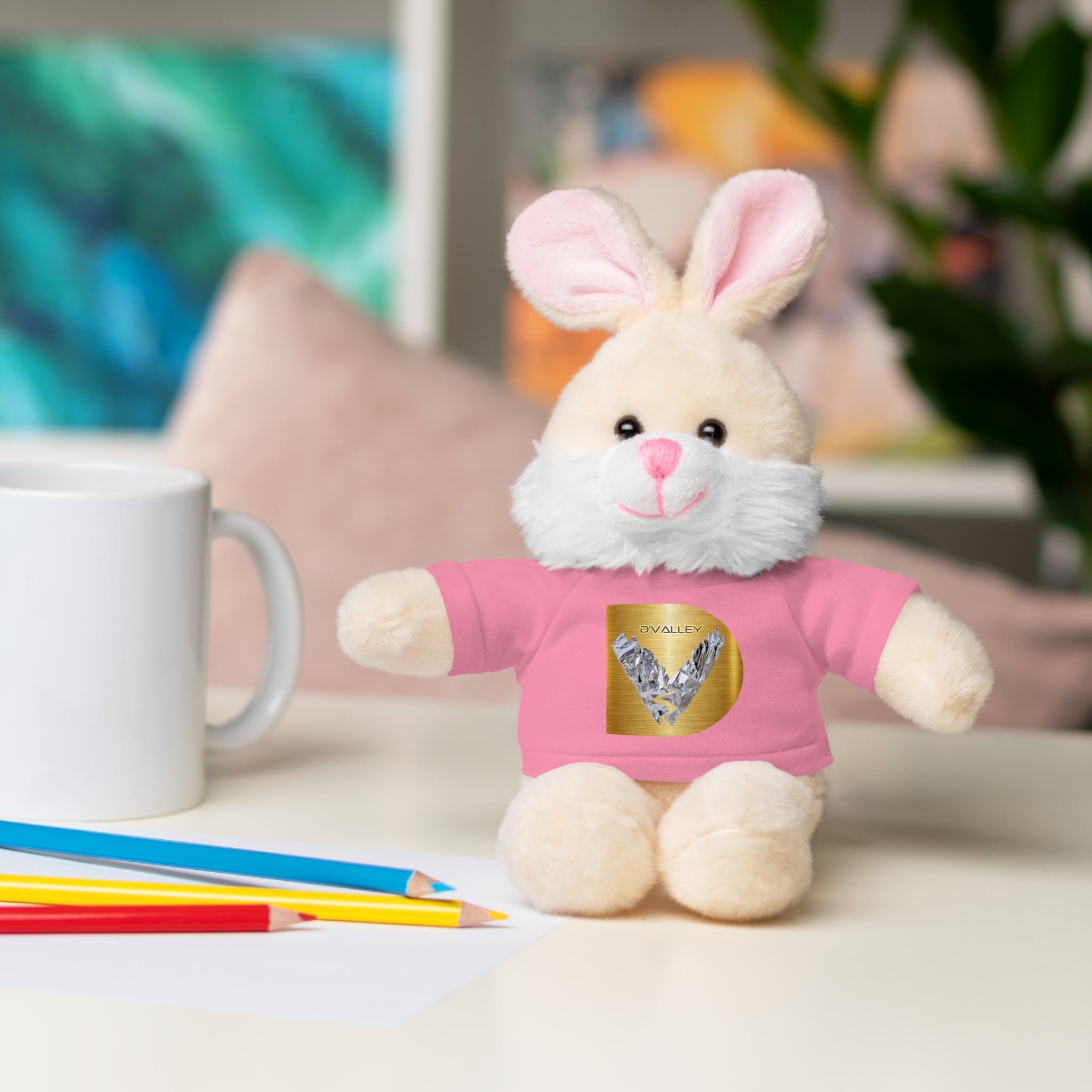 Teddy Bear with 'D'Valley' Gold Heart Tee — Cute Plush Gift for Kids & Loved Ones