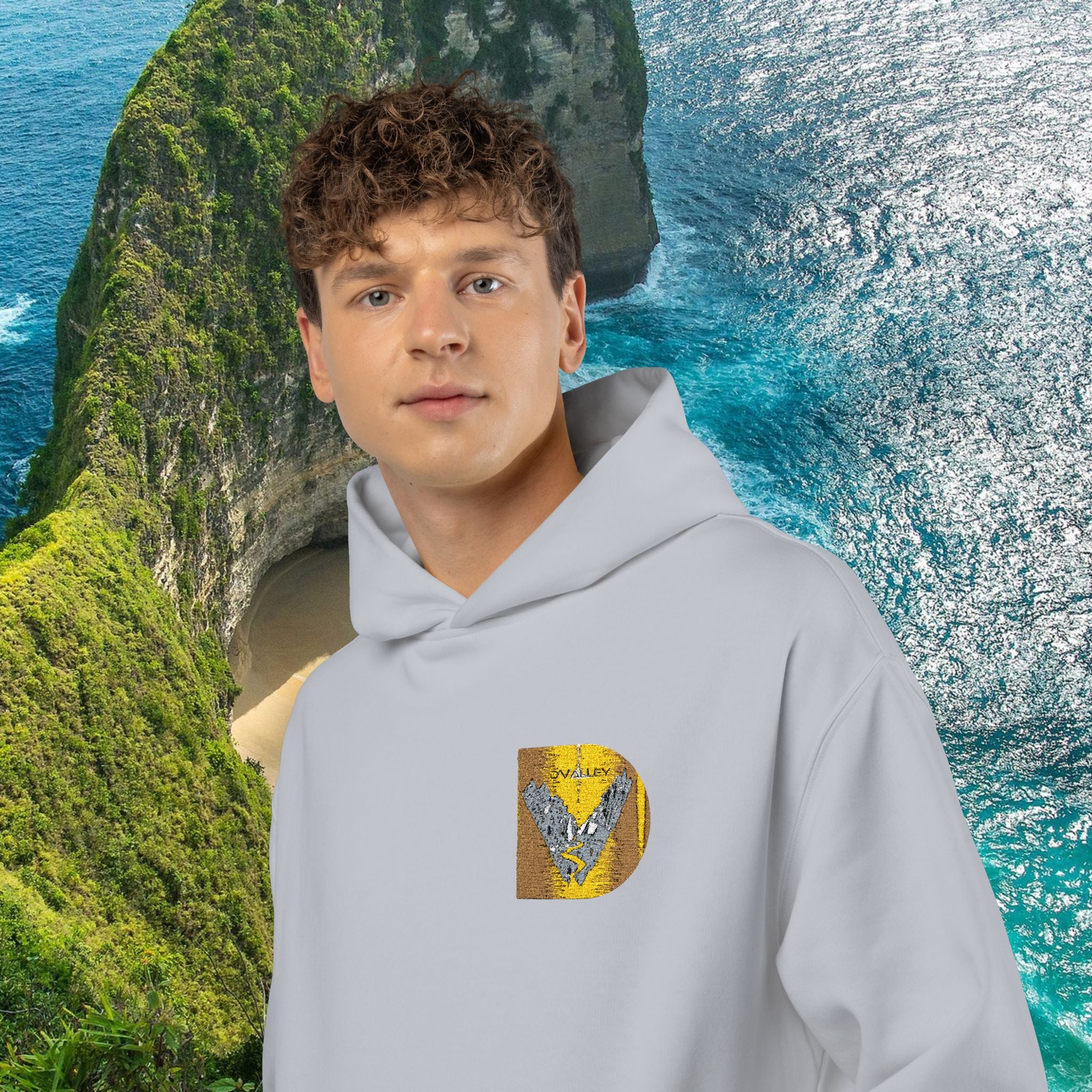 Gold Sequin D Initial Hoodie — Personalized Letter Pullover