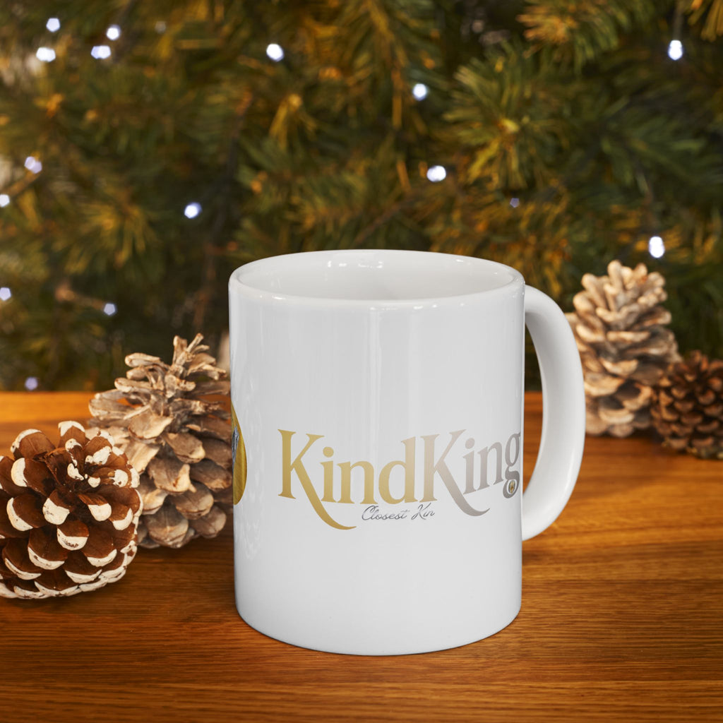 Golden KindKing Ceramic Mug — Regal Foil Lettering Coffee Cup (11oz, 15oz)