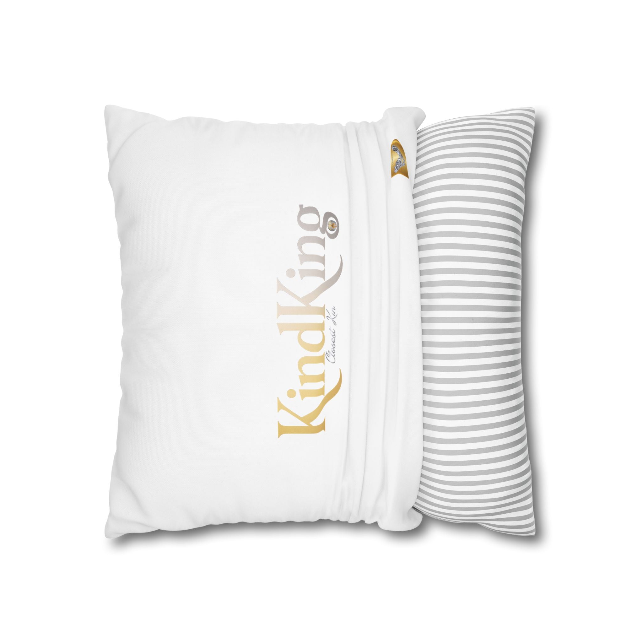 KindKing Gold Script Pillowcase – Decorative Square Accent Pillow Cover