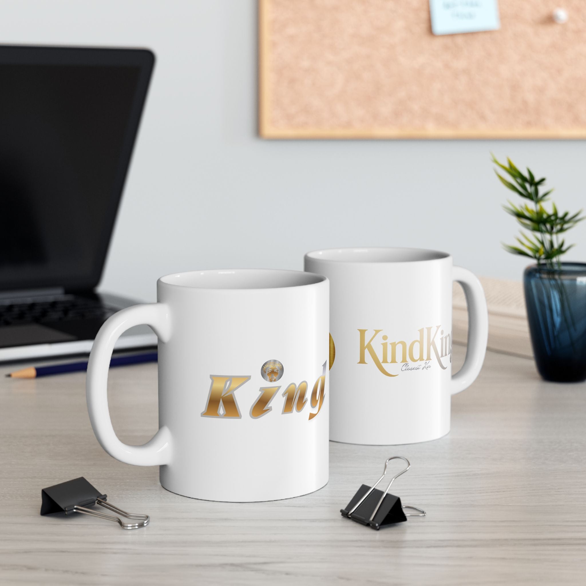 Golden KindKing Ceramic Mug — Regal Foil Lettering Coffee Cup (11oz, 15oz)