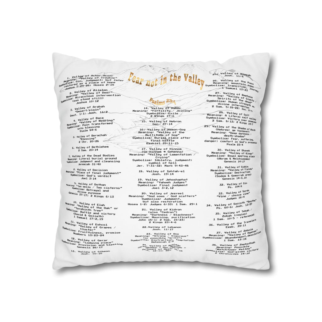 Psalm 23:4 Inspirational Throw Pillow — “Fear Not in the Valley” Decorative Square Pillowcase