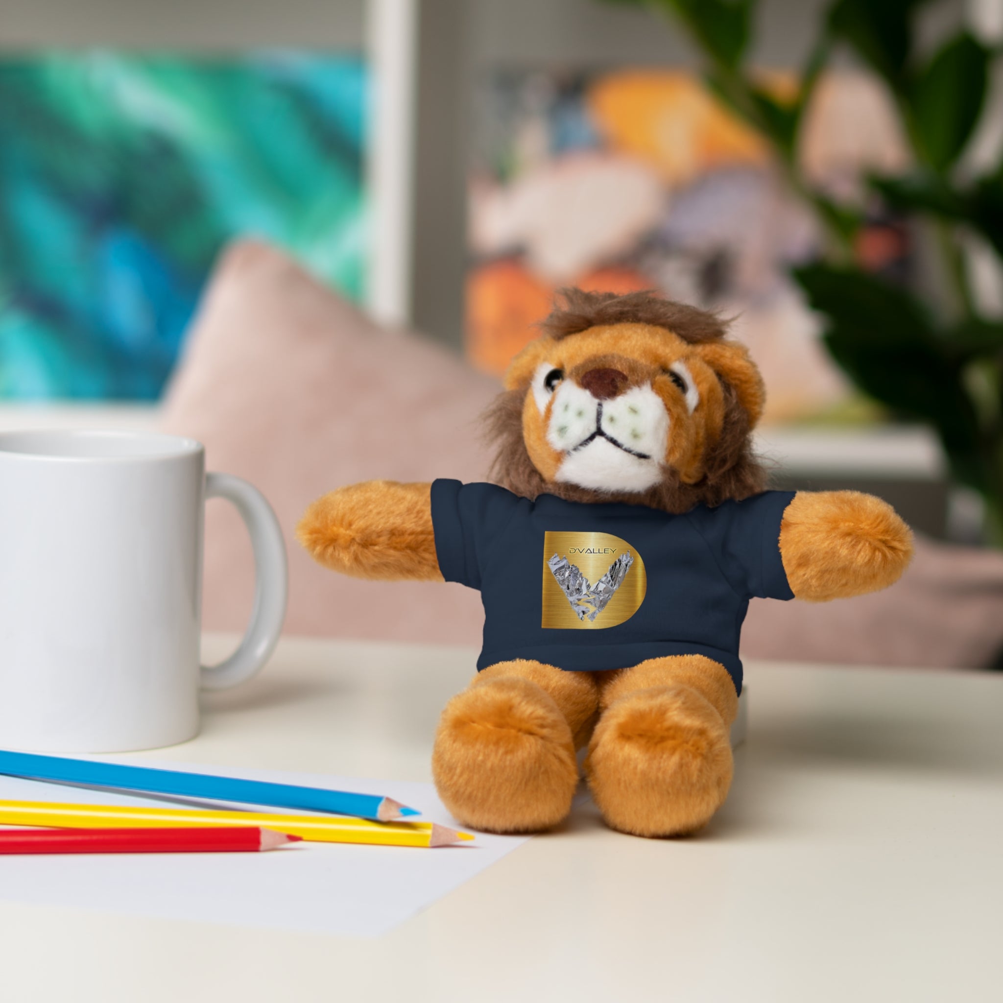 Teddy Bear with 'D'Valley' Gold Heart Tee — Cute Plush Gift for Kids & Loved Ones