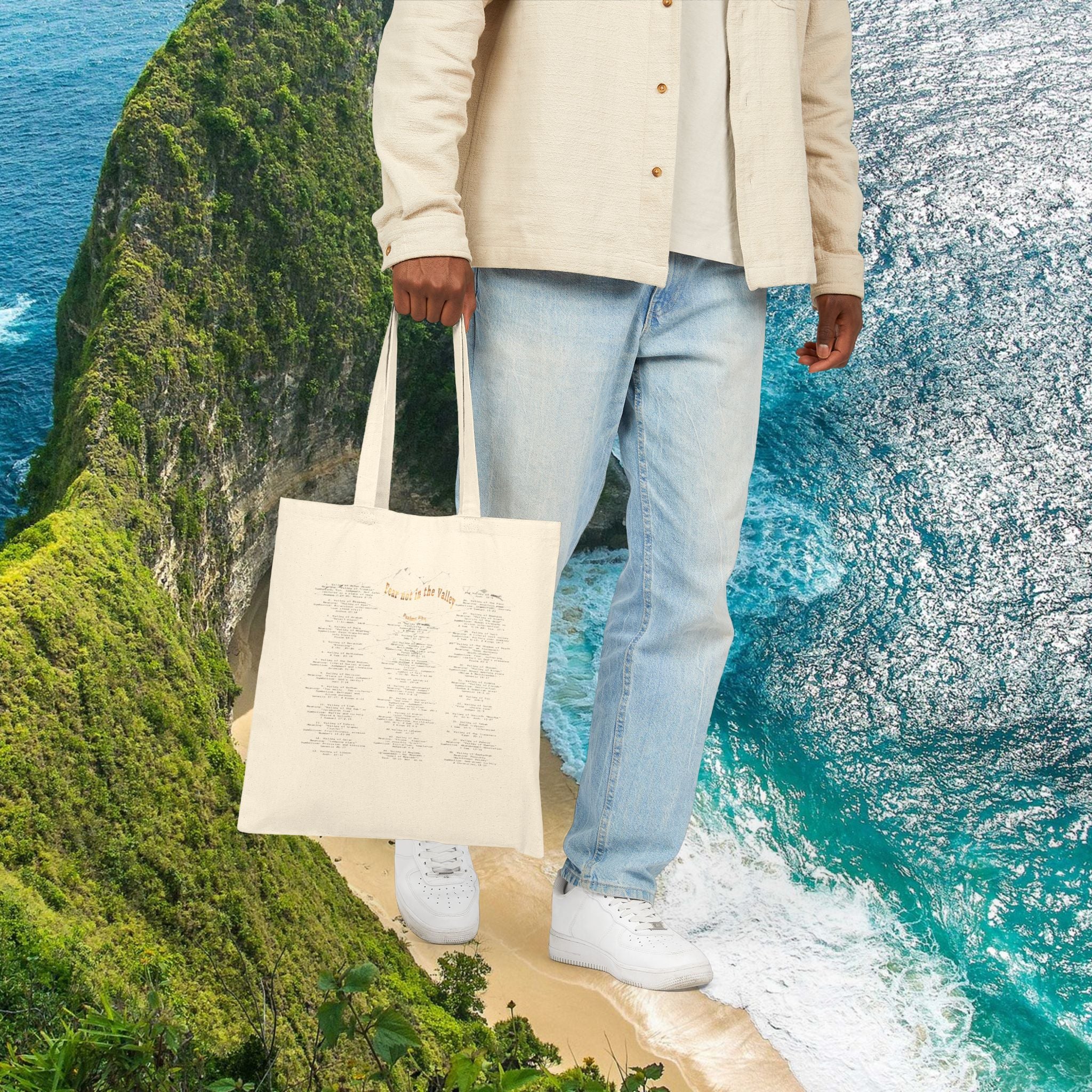 Canvas Tote Bag — Golden Heart Bird Design with Song Lyrics