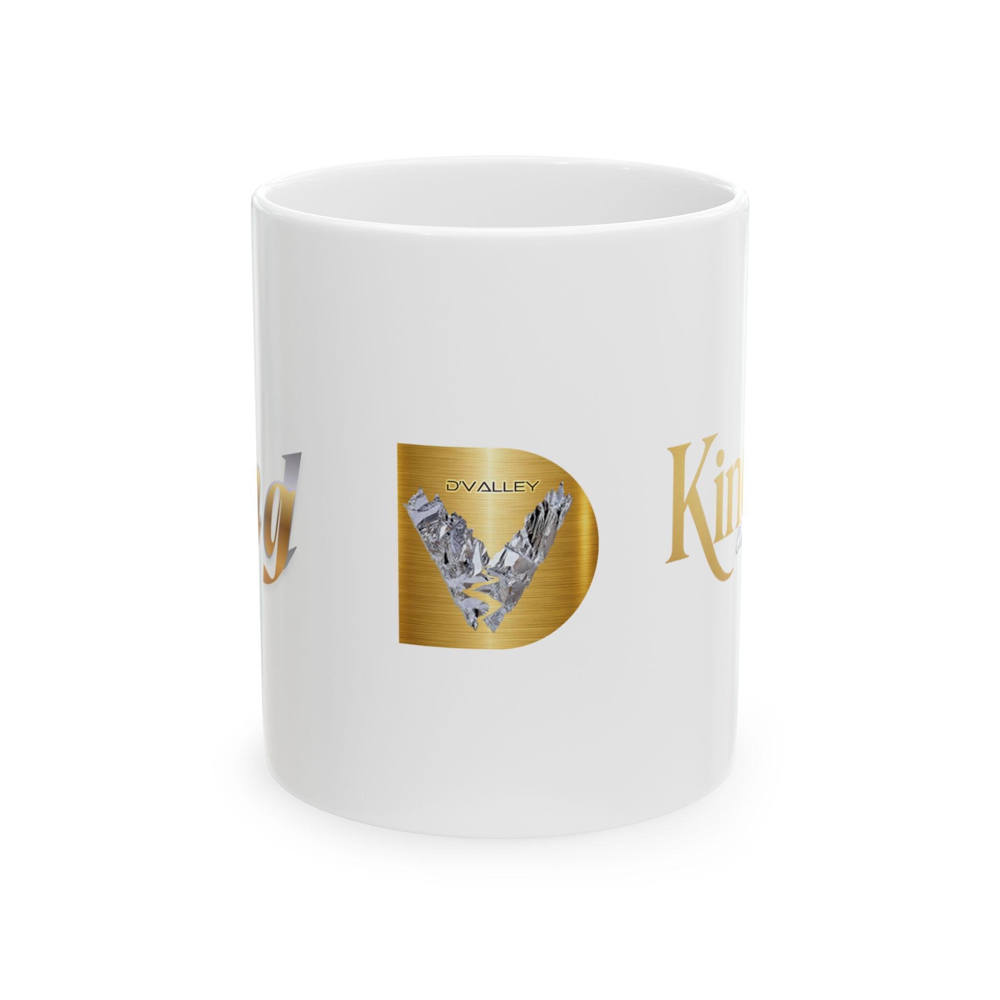 Golden KindKing Ceramic Mug — Regal Foil Lettering Coffee Cup (11oz, 15oz)