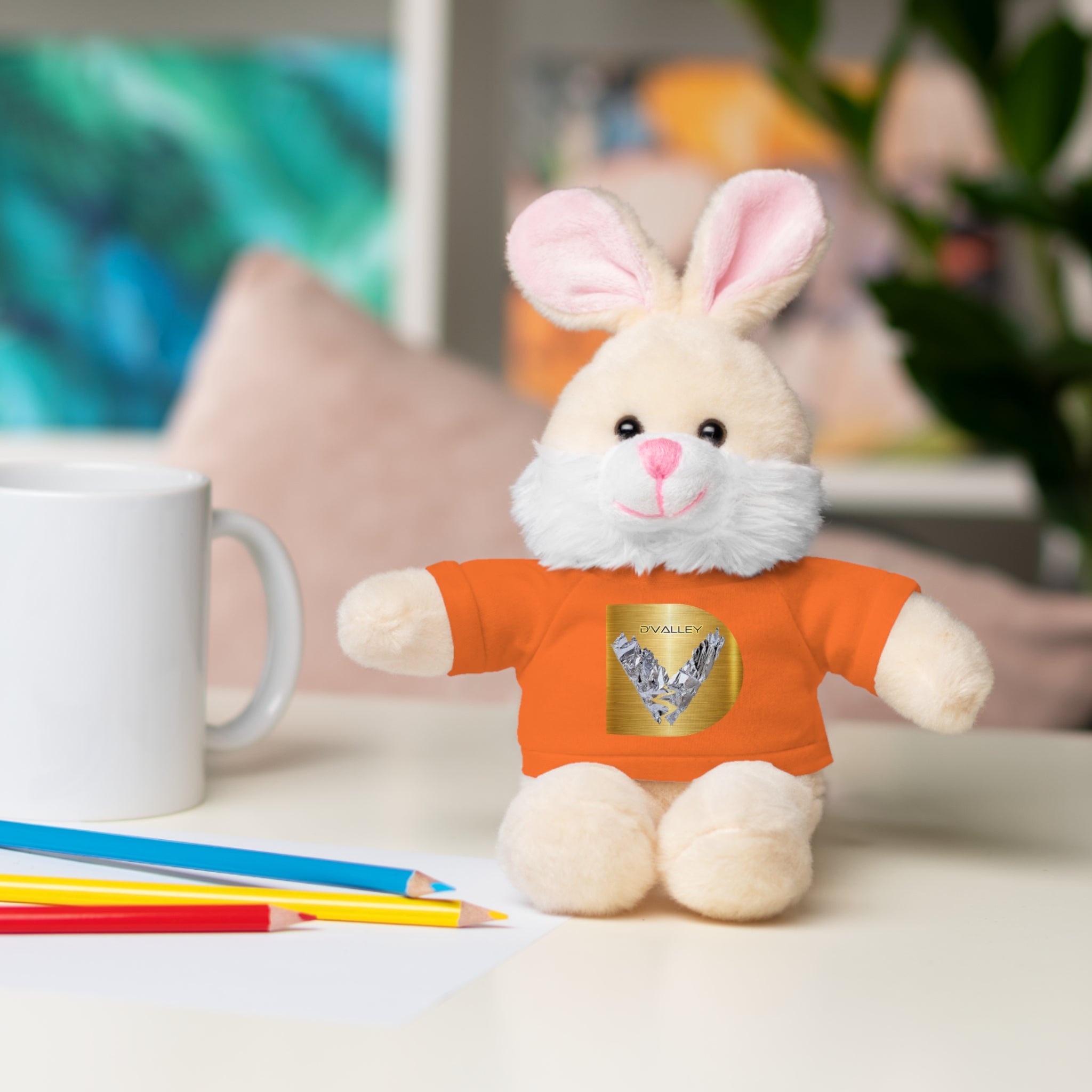Teddy Bear with 'D'Valley' Gold Heart Tee — Cute Plush Gift for Kids & Loved Ones