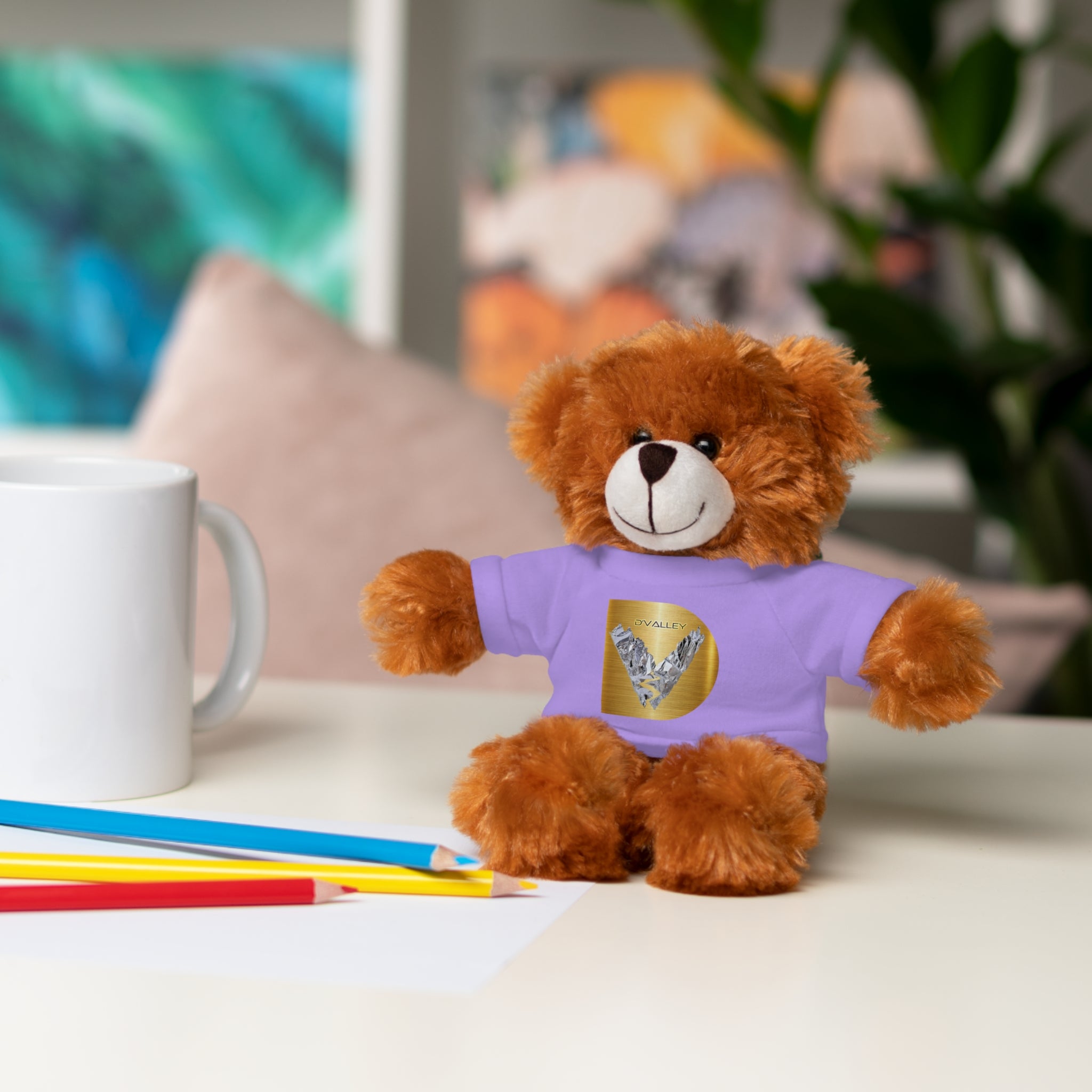 Teddy Bear with 'D'Valley' Gold Heart Tee — Cute Plush Gift for Kids & Loved Ones
