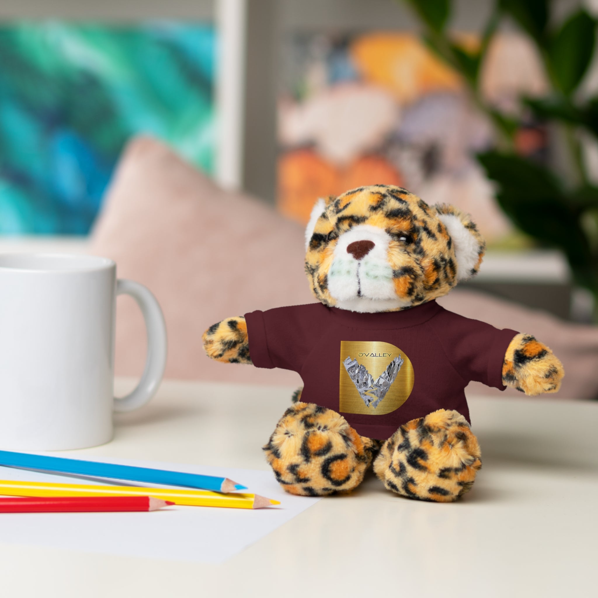 Teddy Bear with 'D'Valley' Gold Heart Tee — Cute Plush Gift for Kids & Loved Ones