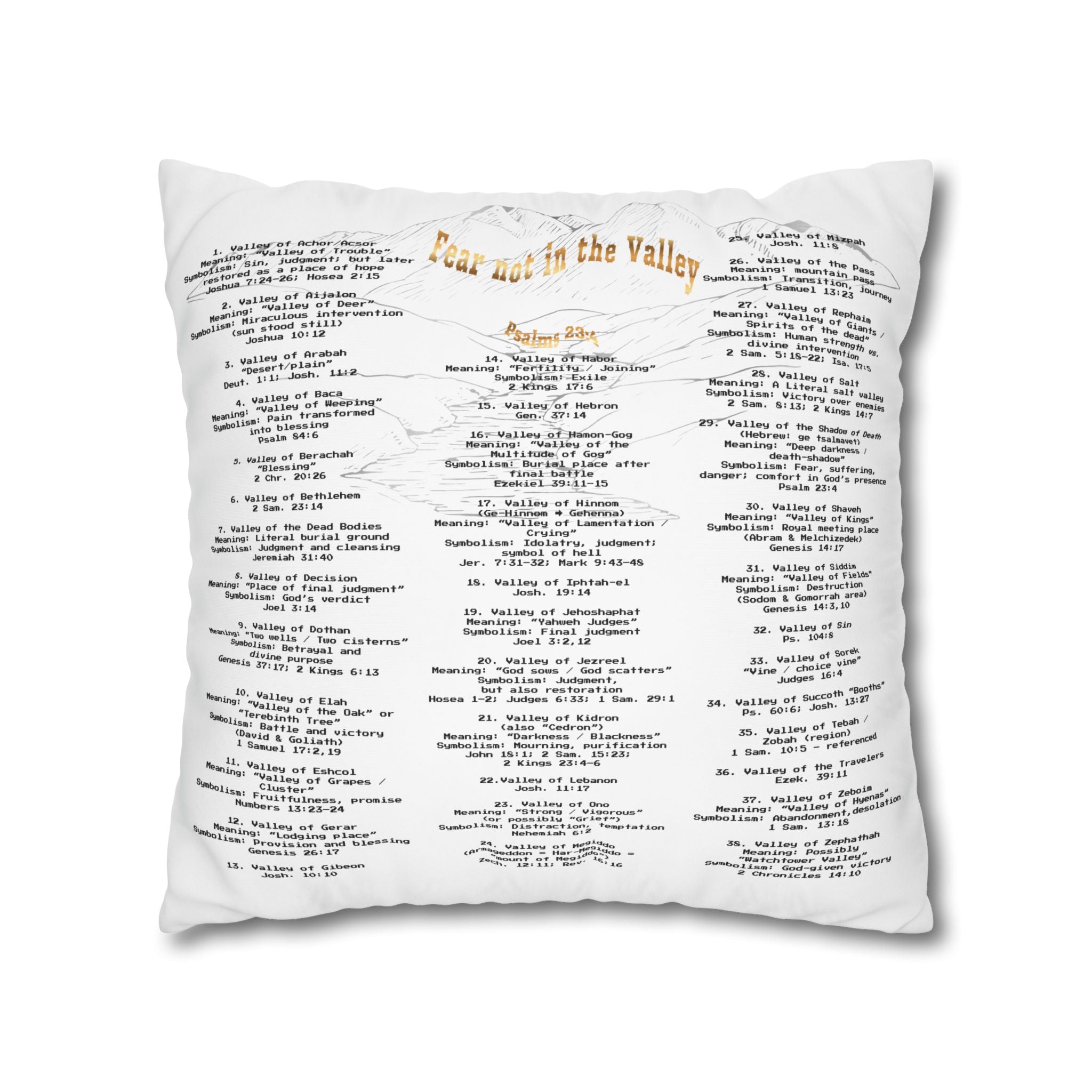 Psalm 23:4 Inspirational Throw Pillow — “Fear Not in the Valley” Decorative Square Pillowcase