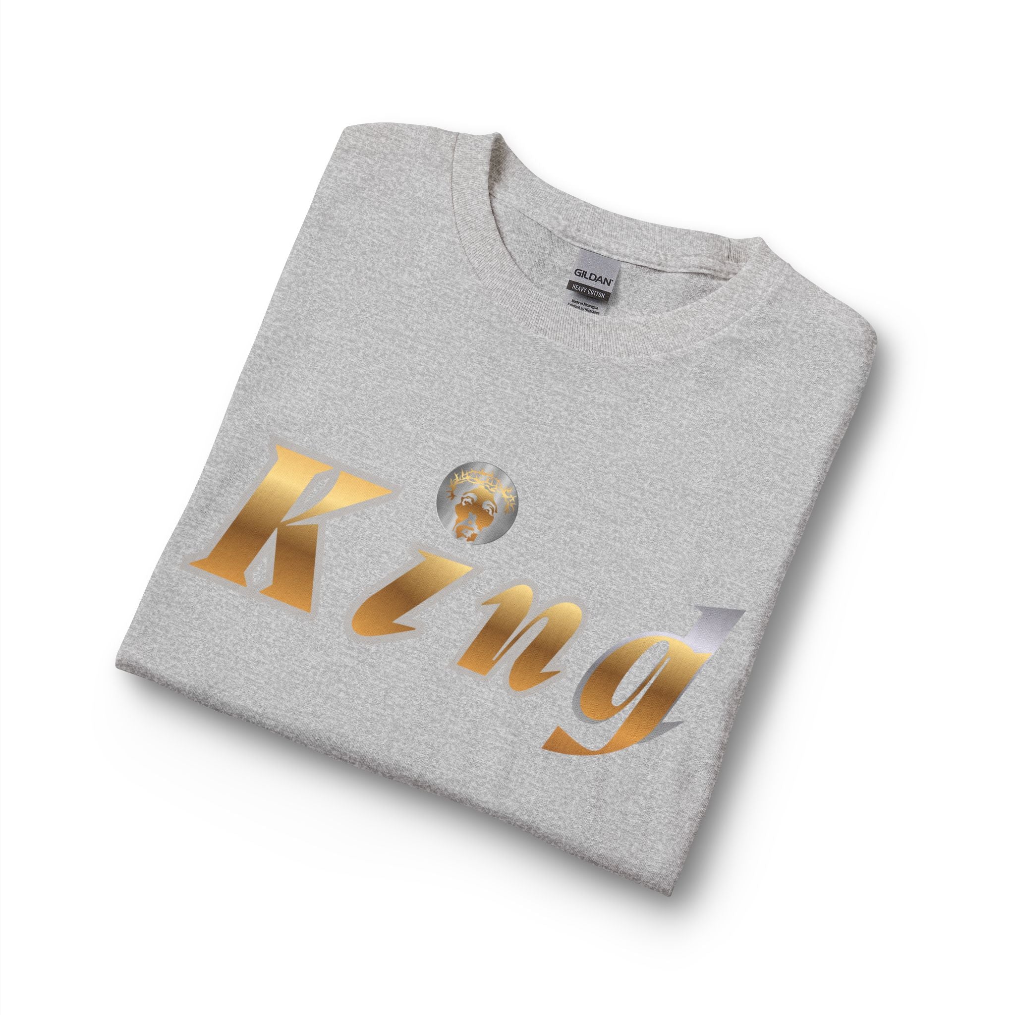 KindKing Metallic Script Long Sleeve Tee — Gold Lettering "KindKing" Chest with KindKing Back Logo