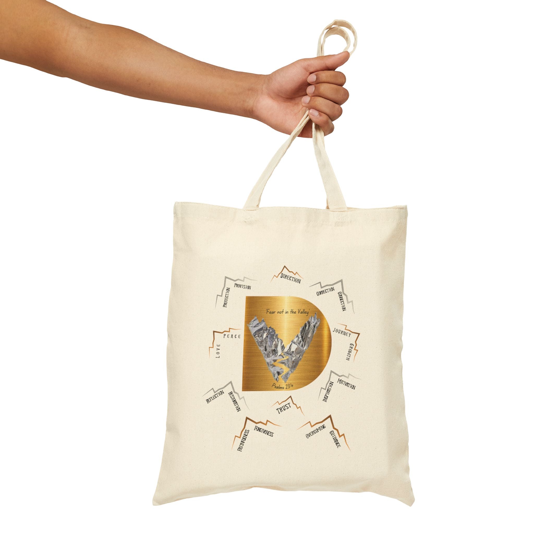 Canvas Tote Bag — Golden Heart Bird Design with Song Lyrics