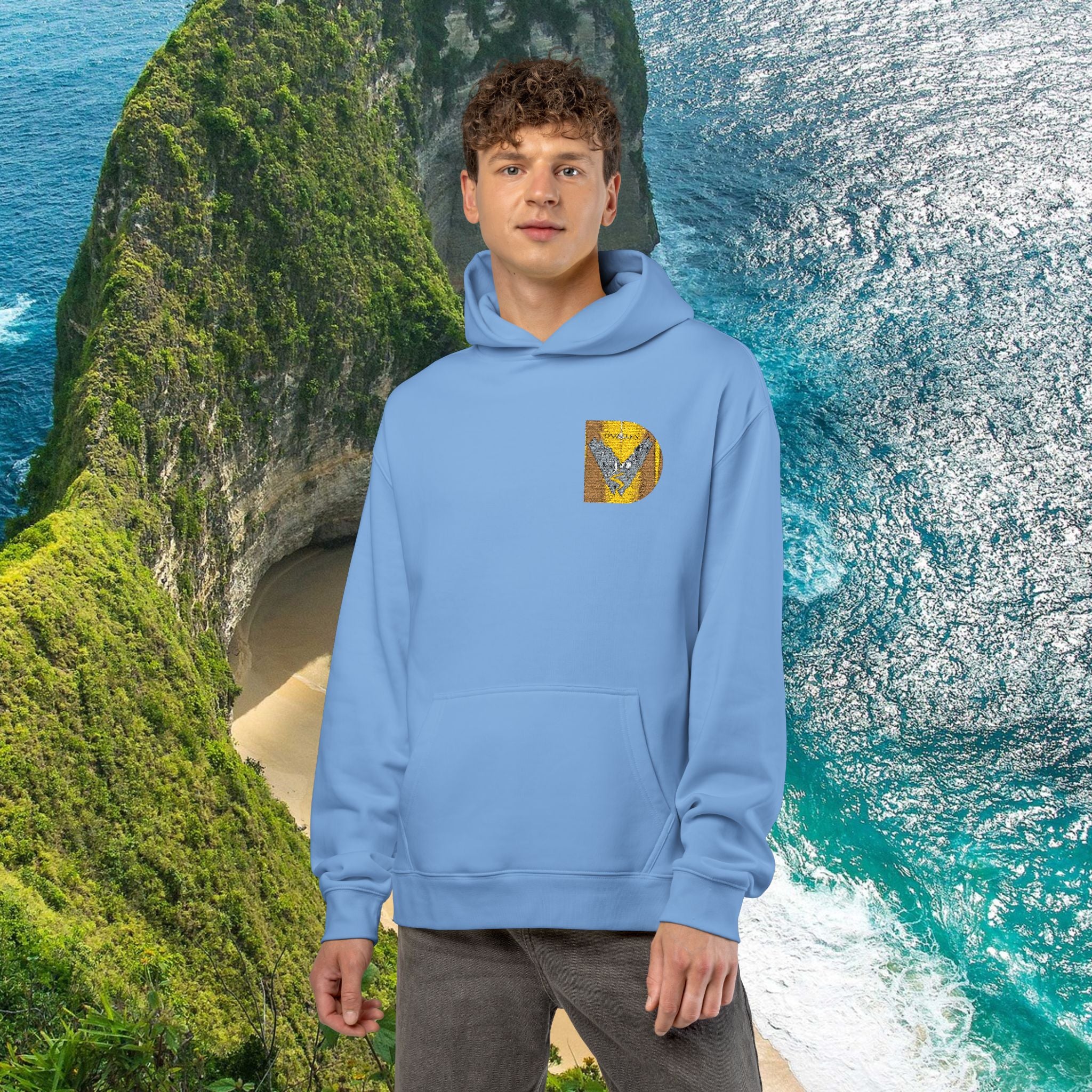 Gold Sequin D Initial Hoodie — Personalized Letter Pullover