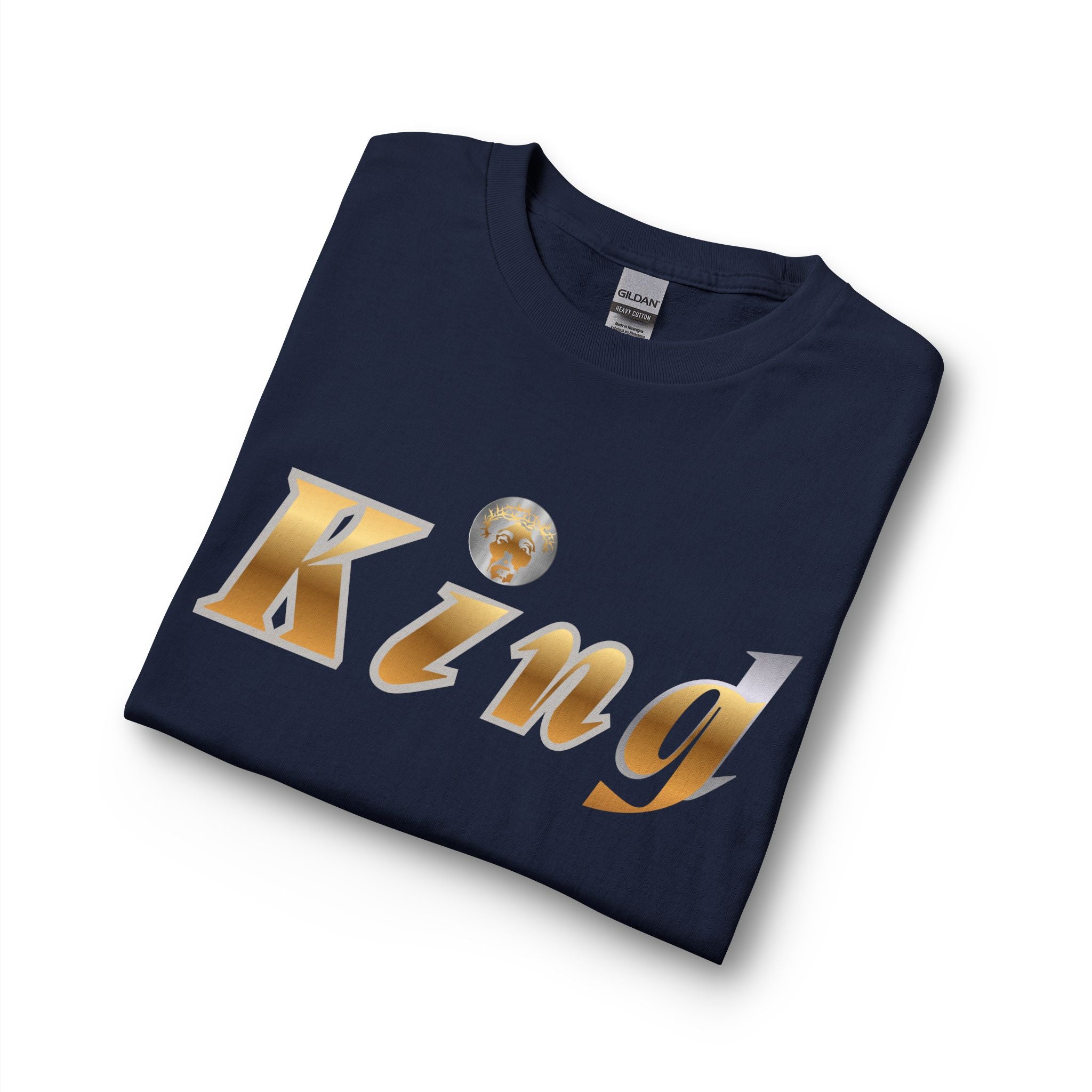 KindKing Metallic Script Long Sleeve Tee — Gold Lettering "KindKing" Chest with KindKing Back Logo