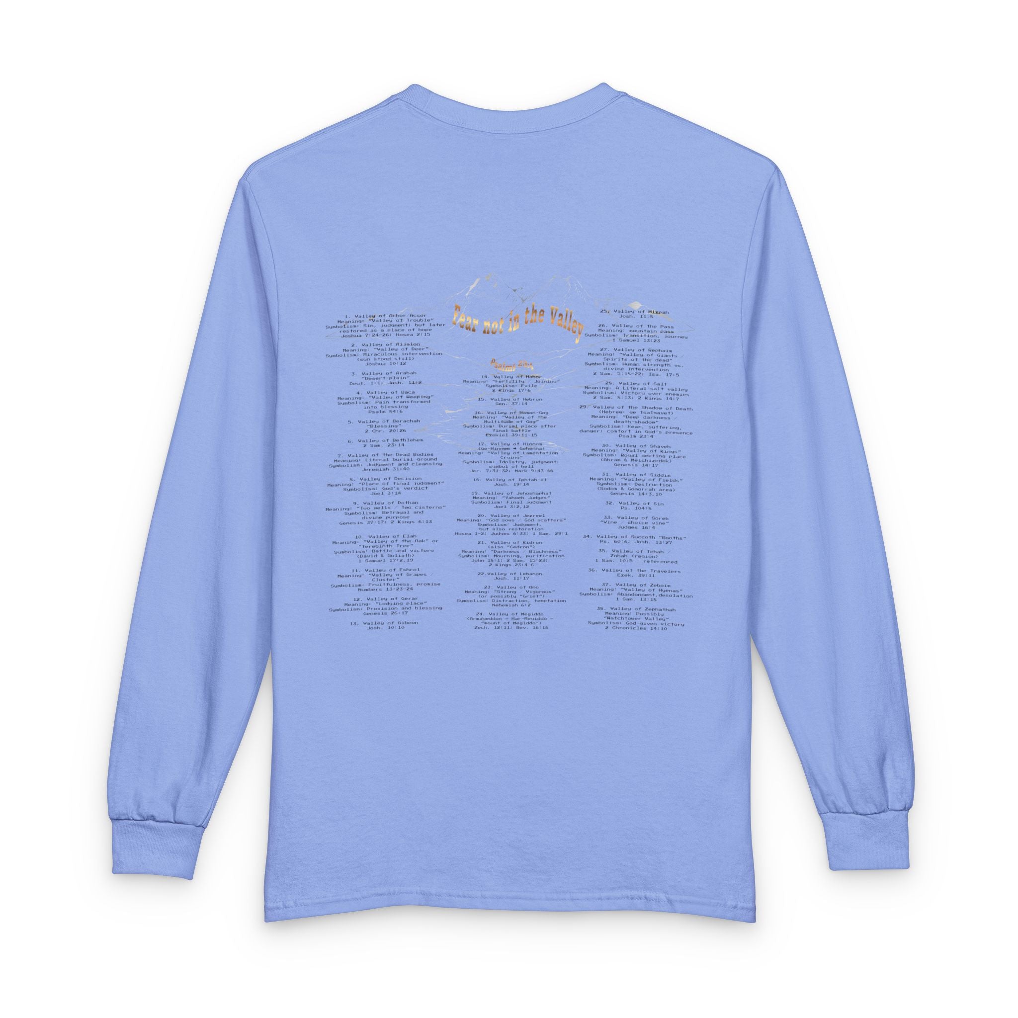 Long Sleeve — "Psalm 23:4 Fear Not in the Valley” Graphic Tee (Song Lyrics Back)