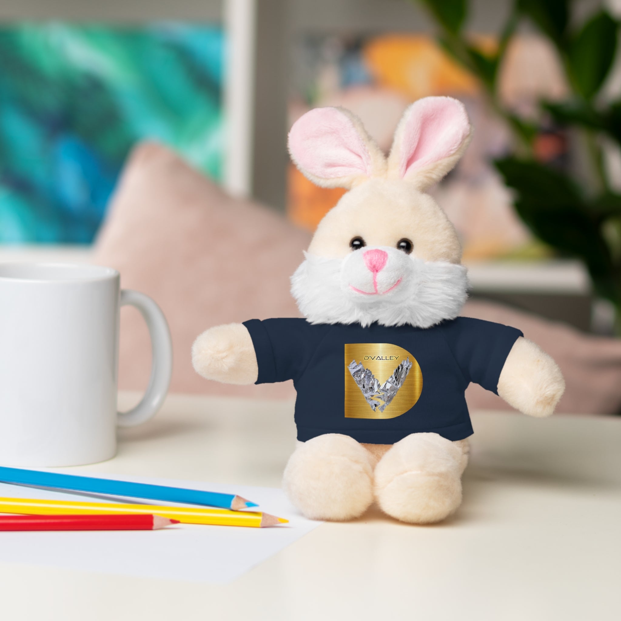 Teddy Bear with 'D'Valley' Gold Heart Tee — Cute Plush Gift for Kids & Loved Ones