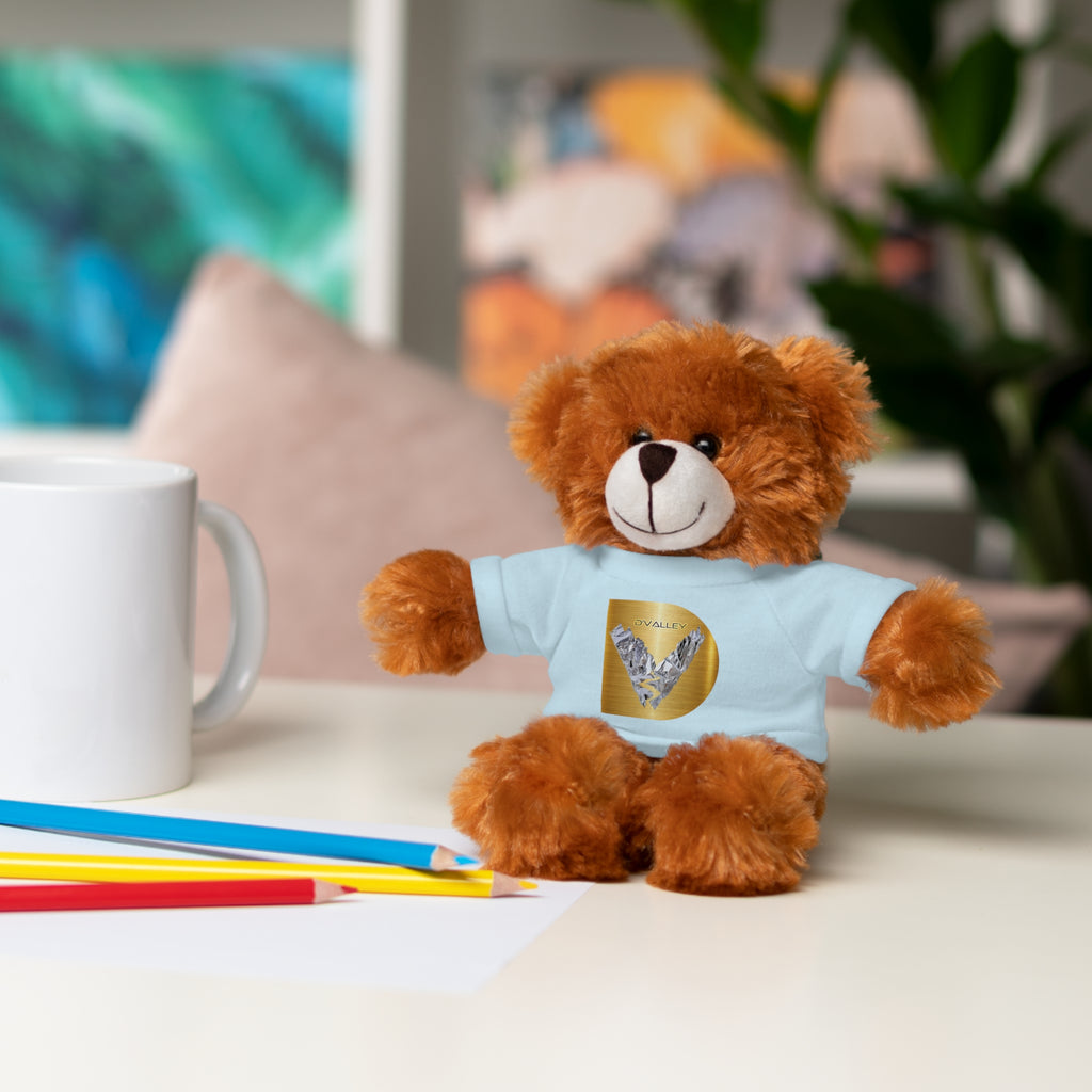 Teddy Bear with 'D'Valley' Gold Heart Tee — Cute Plush Gift for Kids & Loved Ones
