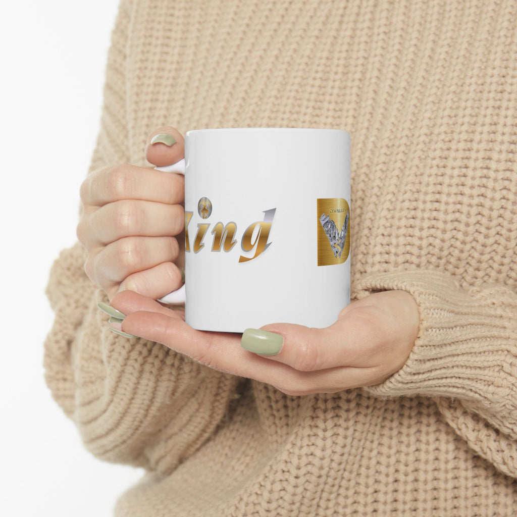 Golden KindKing Ceramic Mug — Regal Foil Lettering Coffee Cup (11oz, 15oz)